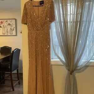 Adrianna Papell Blush Sequin Gown